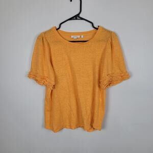 Chicos Size 1 Orange Fringe Sleeve Top